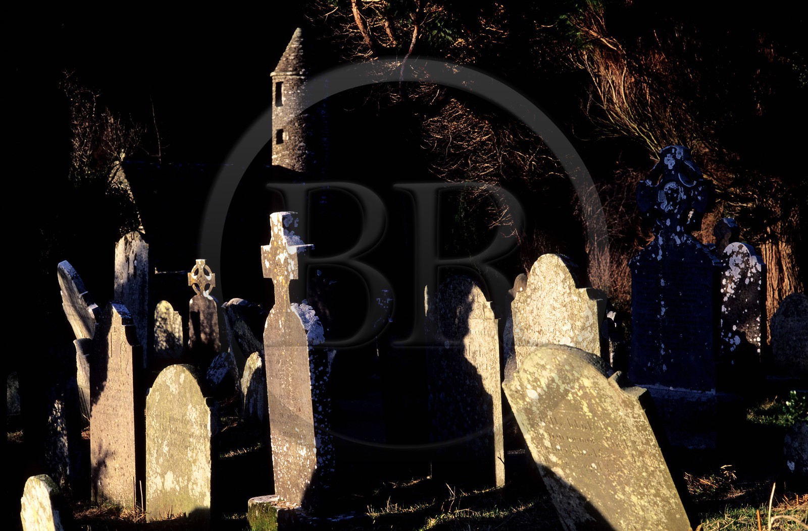 Irlande, Conté de Wicklow, le cimetière de Glendalough