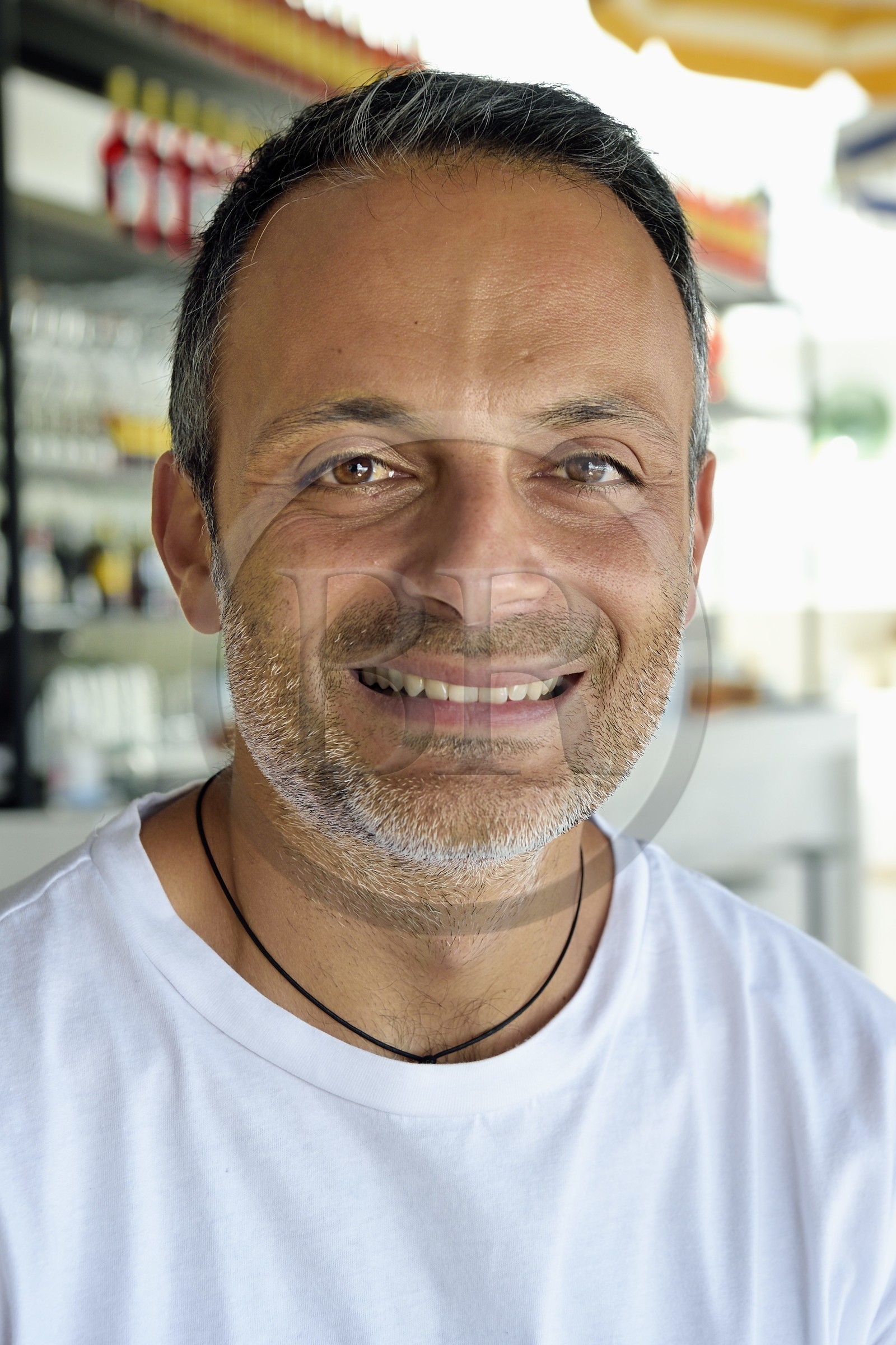France, Var (83), Toulon, plage du Mourillon, restaurant Il Parasole, le directeur et chef Marco Casolla