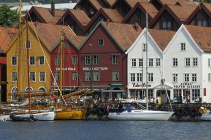 Norway, Hordaland, Bergen, Bryggen old German town pier, listed as World Heritage by UNESCO