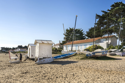 France, Vendée (85), Ile de Noirmoutier, Noirmoutier-en-l'Ile, Le Vieil, Plage du Mardi Gras, maison qui a servi au tournage du film César et Rosalie réalisé par Claude Sautet