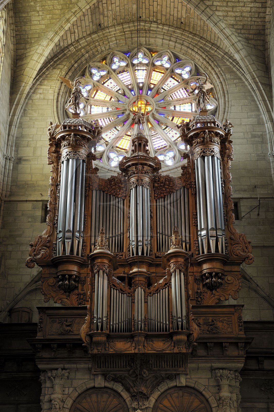 France, Hérault (34), Béziers, la cathédrale Saint-Nazaire, le buffet d'orgue