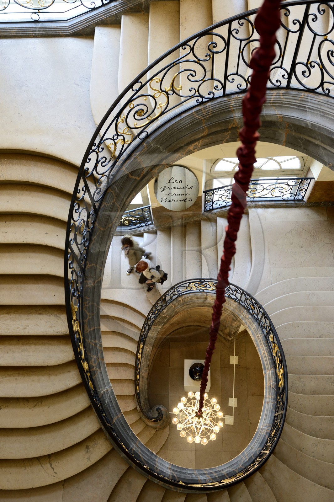 France, Meurthe-et-Moselle (54), Nancy, place Stanislas, musée des Beaux Arts, escalier orné de ferronneries de Jean Lamour dans l'aile XVIIIeme siècle du musée