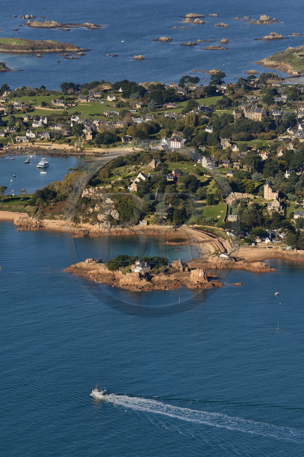 France, Cotes-d'Armor, Brehat island, south coast (aerial view)