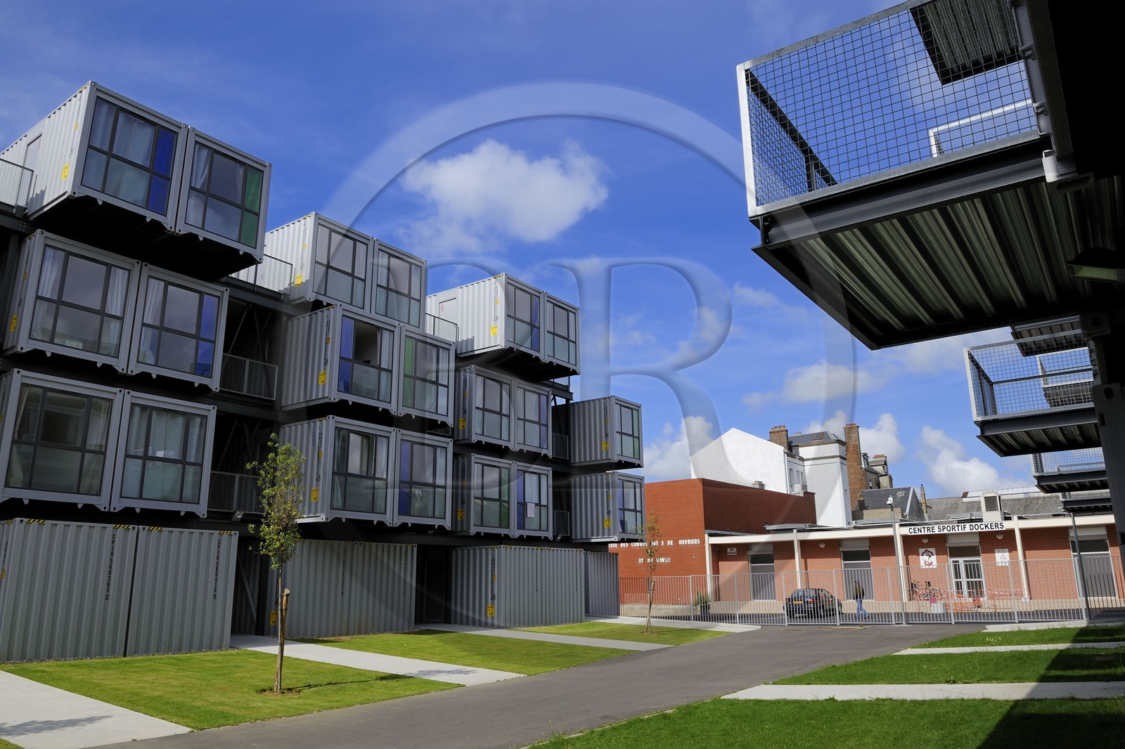 France, Seine-Maritime (76), Le Havre, quartier de l'Eure, résidence étudiante A'docks crée à partir de conteneurs de fret