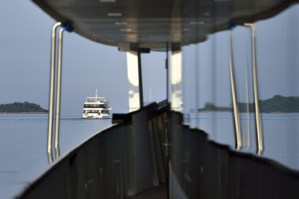 Croatia, Dalmatia, Dalmatian coast, cruise ships off the island of Korcula