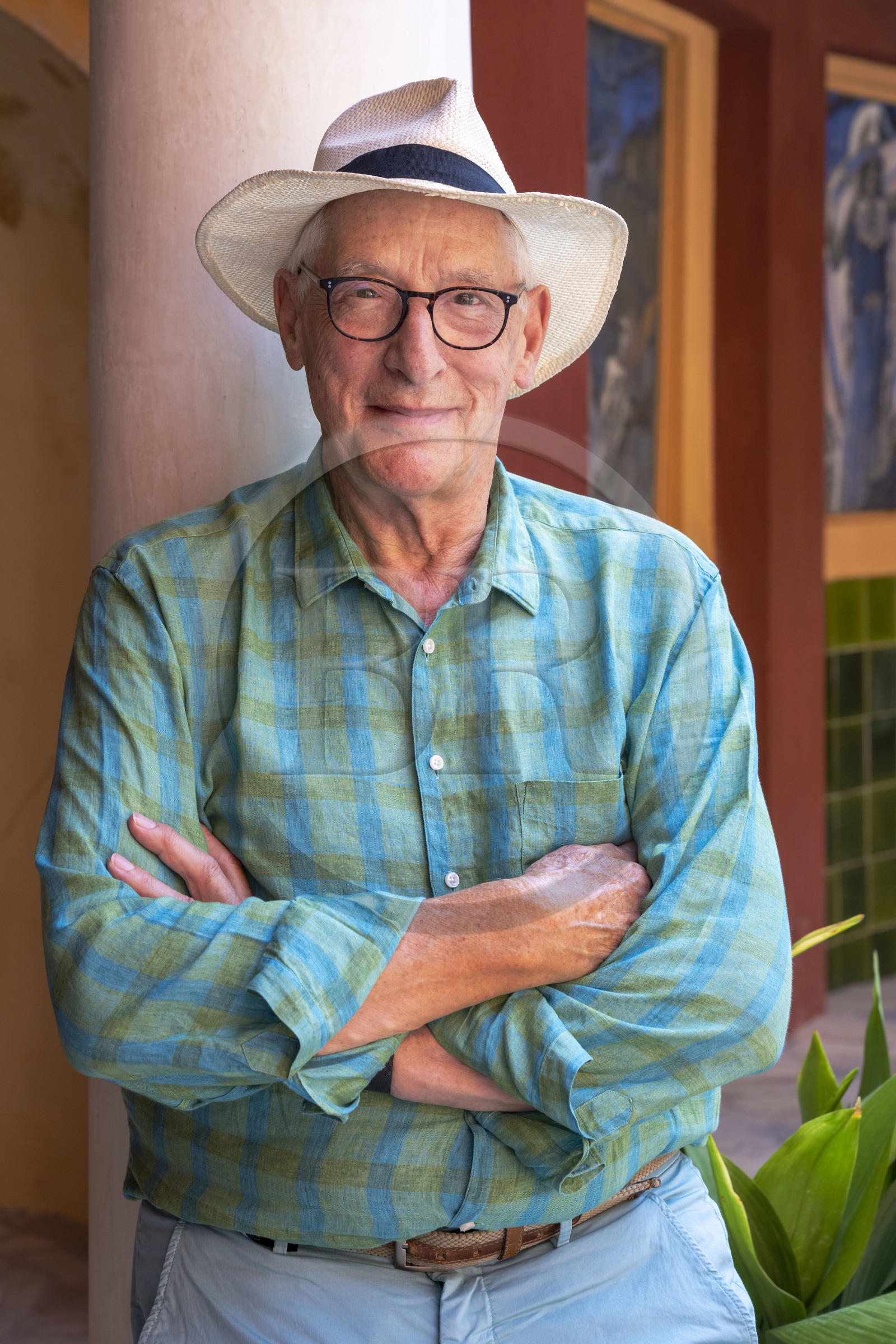 France, Alpes-Maritimes, Menton, Domaine des Colombieres, the current owner Michael Likierman in the Colombières villa entirely designed as a work of art by Ferdinand Bac