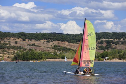 France, Herault, Hobie Cat on Salagou Lake