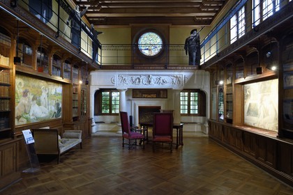 France, Pyrenees Atlantiques, Basque Country, Cambo les Bains, Villa Arnaga, the French author Edmond Rostand's house and museum, the library