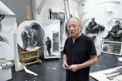 France, Ivry sur Seine, the artist Ernest Pignon-Ernest in his studio