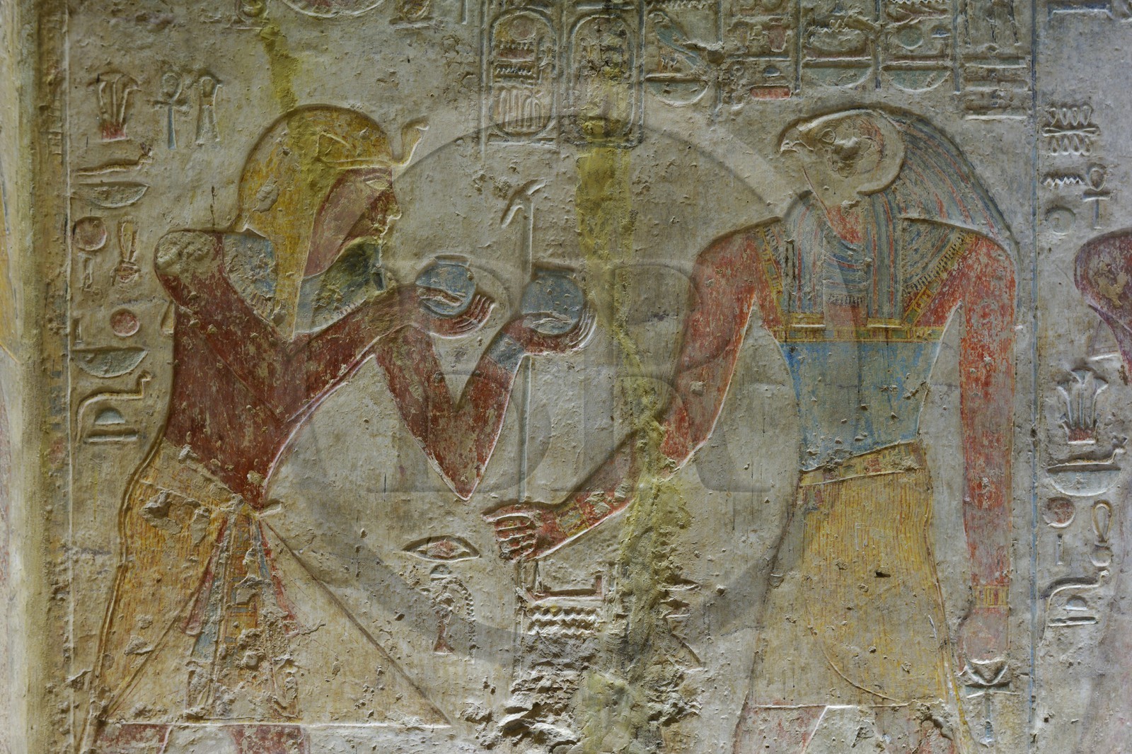 Egypte, Haute Egypte, Nubie, Lac Nasser, temple de Kalabsha, fresques du temple de Beit el-Wali, le pharaon Ramses II faisant des offrandes aux dieux