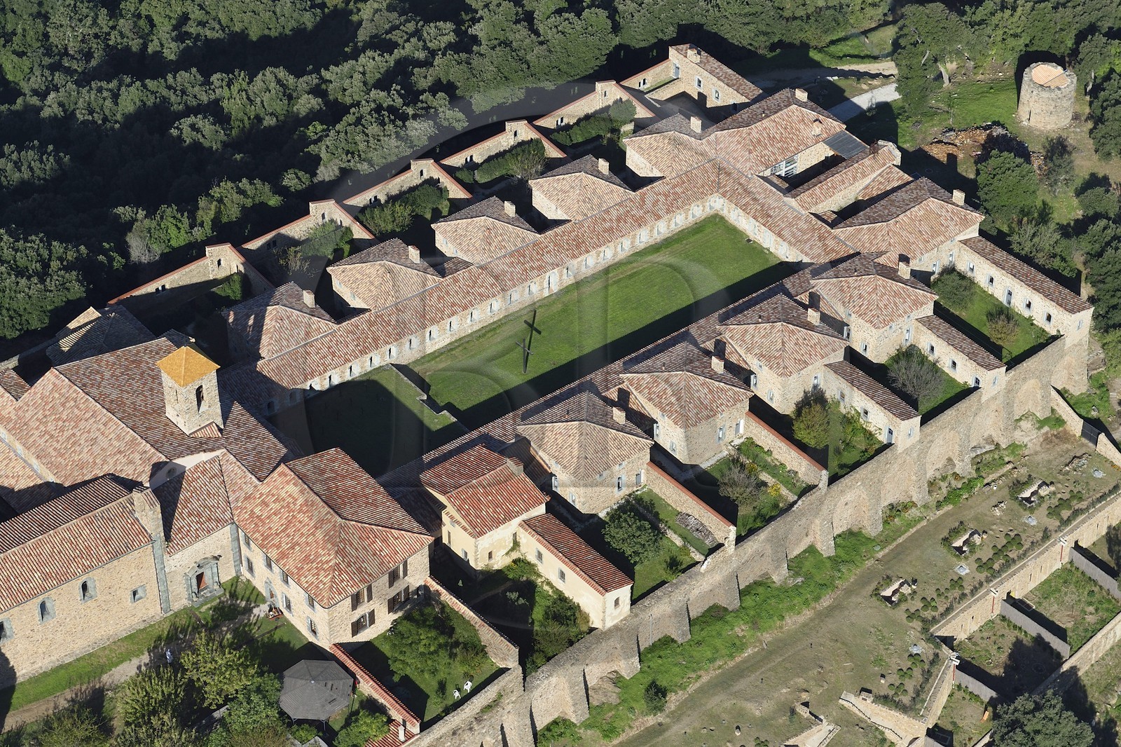 France, Var, Massif des Maures, Collobrieres, chartreuse de la Verne (aerial view)