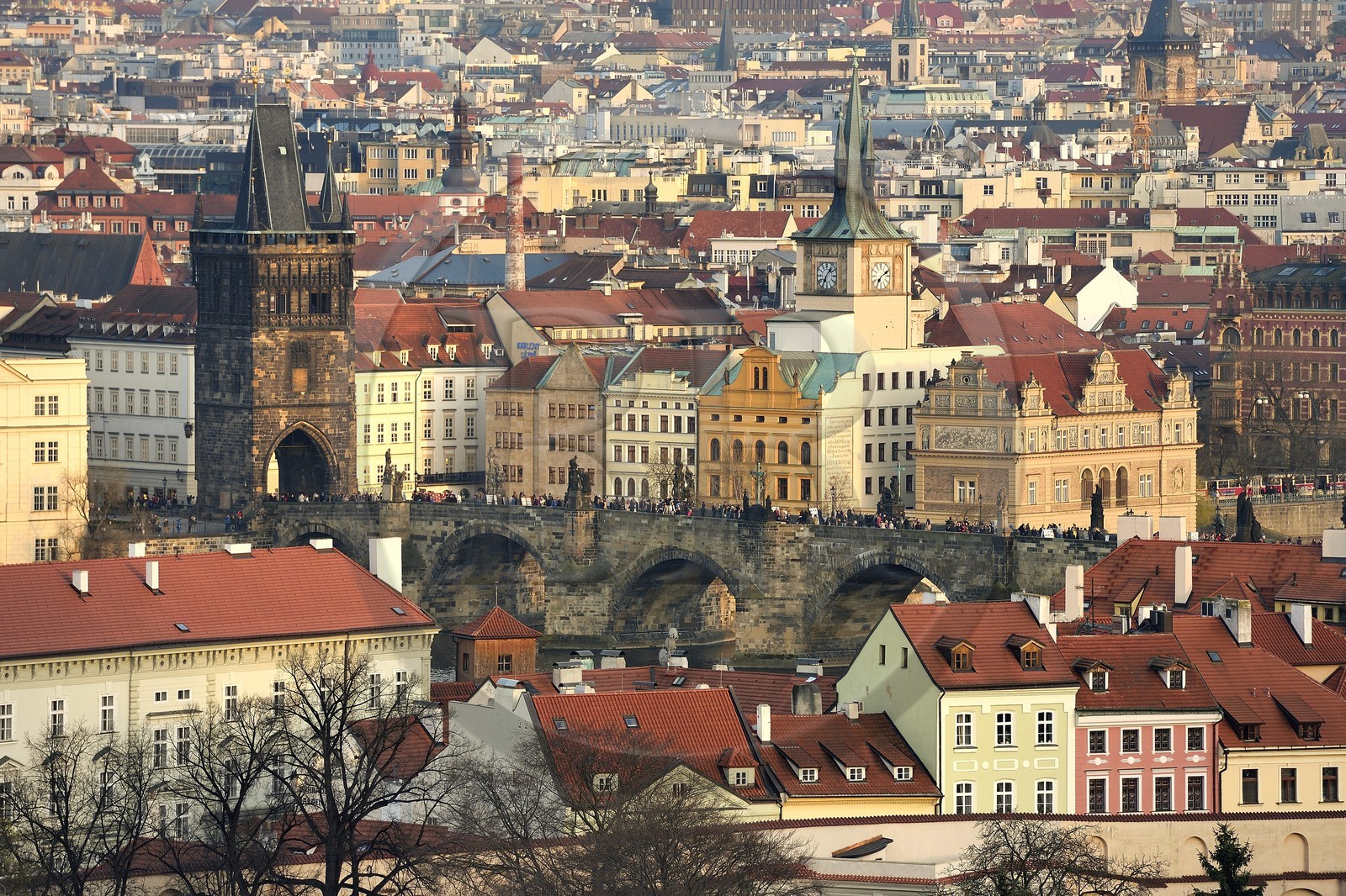 Czech Republic, Prague, historical centre listed as World Heritage by UNESCO, the Charles Bridge over Vltava River