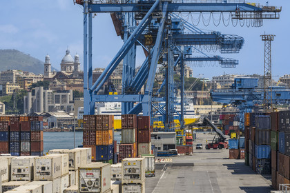 Italy, Liguria, Genoa, the container terminal of the commercial port