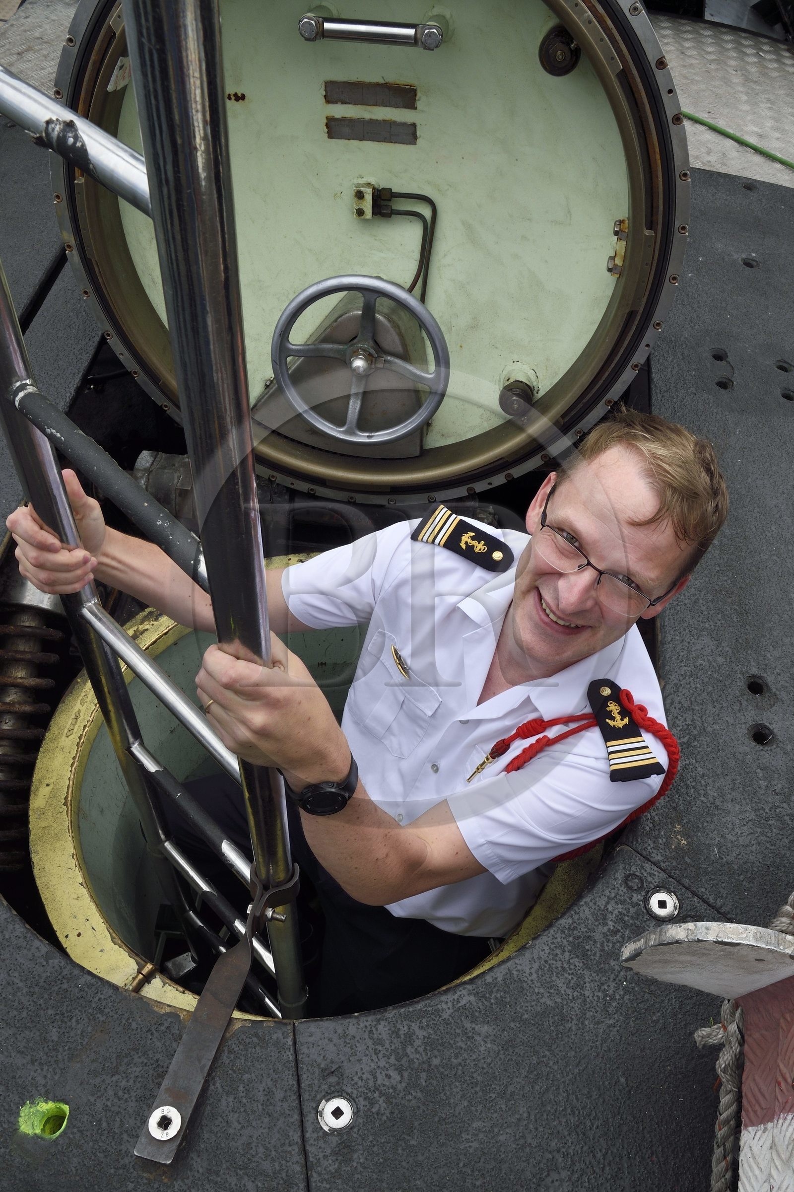 France, Var (83), Toulon, la base navale (Arsenal), le capitaine de frégate Nicolas Faure, commandant du sous-marin nucléaire d’attaque (SNA) Casabianca (de type Rubis)