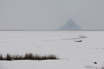 France, Manche (50), Le Mont Saint Michel sous la neige