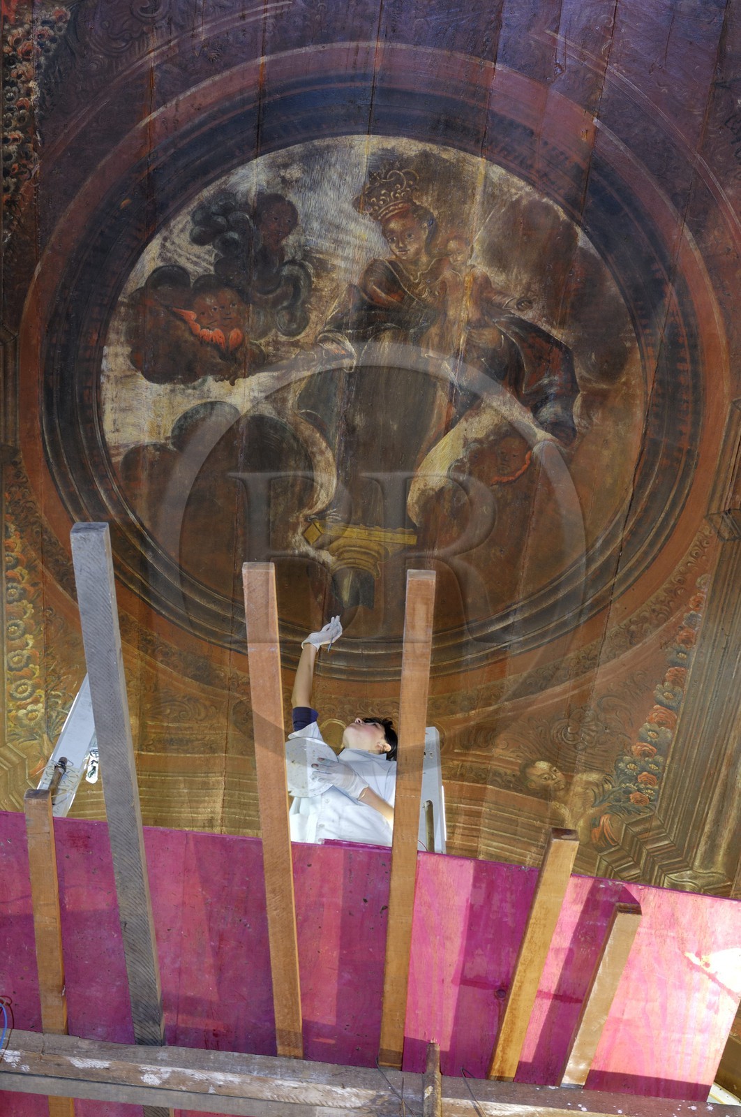 Brazil, Minas Gerais state, Ouro Preto, historical center listed as World Heritage by UNESCO, the Bon Jesus Chapel restoration (Gold Route, Estrada Real)