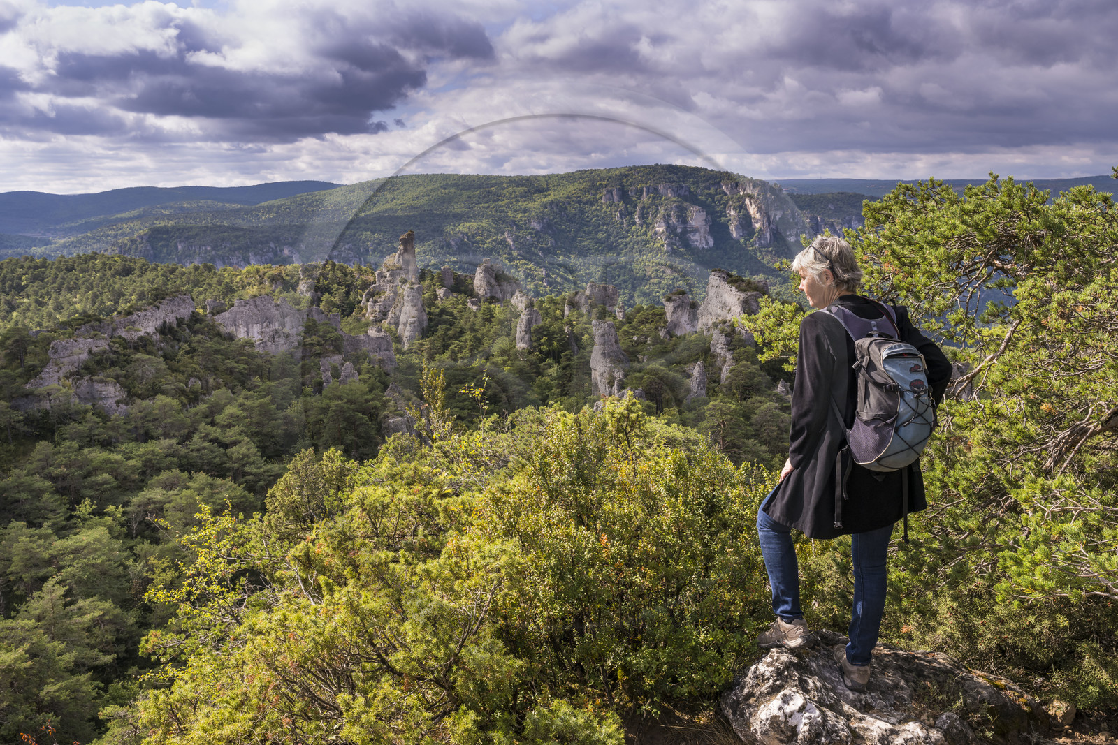 France, Aveyron, Causses and the Cevennes, cultural landscape of Mediterranean agro-pastoralism, listed as World heritage by UNESCO, Causse Noir, La Roque Sainte Marguerite, chaos of Montpellier-le-Vieux, the Cité de Pierres (City of Stones)