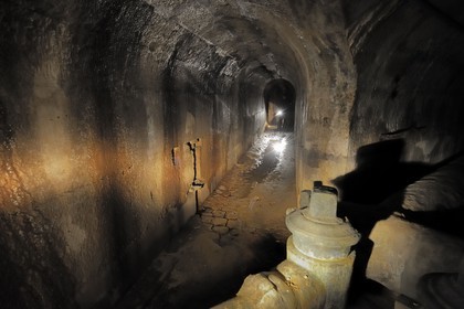 France, Yvelines (78), château de Versailles, classé Patrimoine Mondial de l'UNESCO, le réseau hydraulique souterrain des fontaines