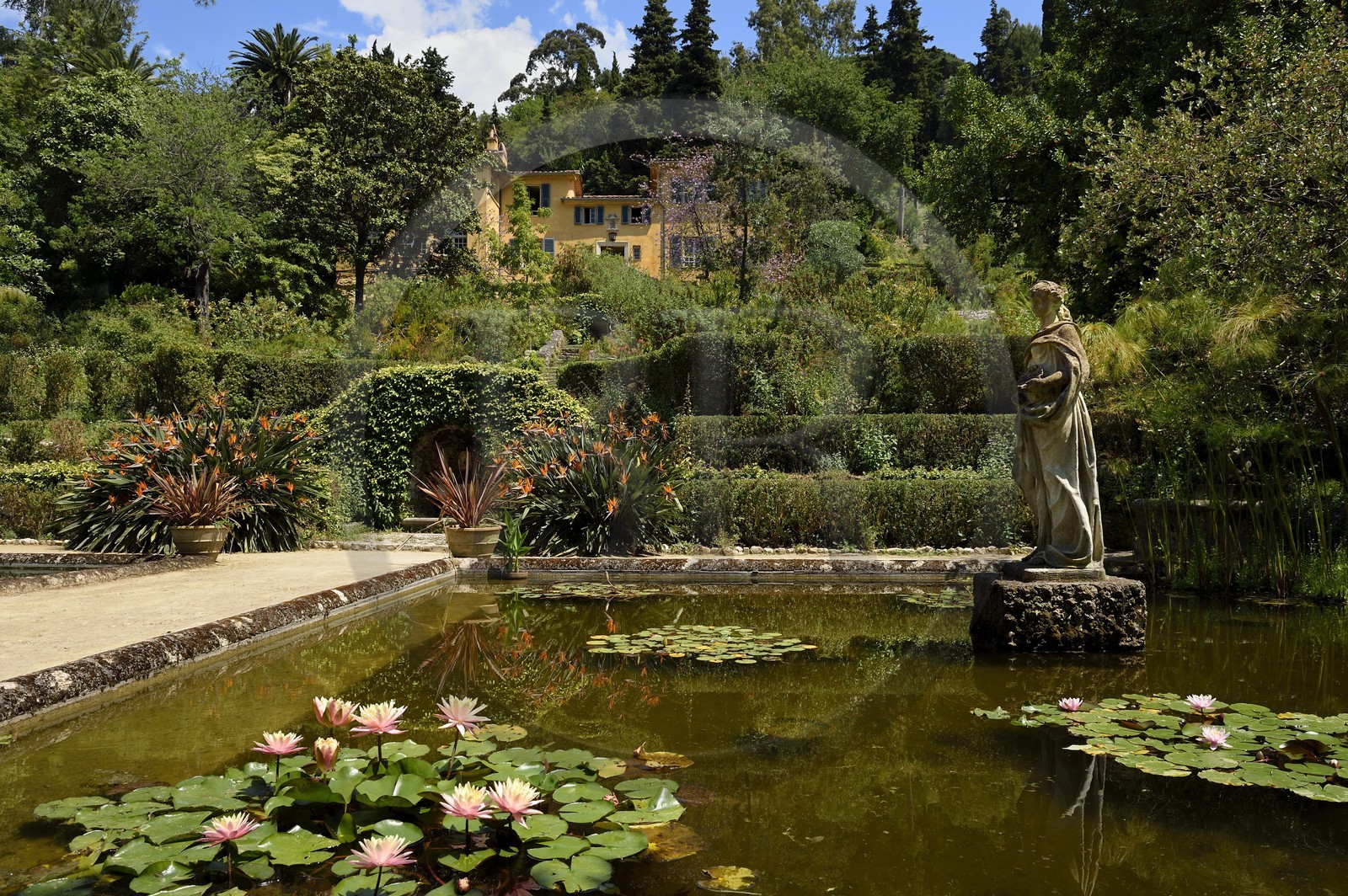 France, Alpes-Maritimes, Menton, garden Serre de la Madone and the villa of Major Lawrence Johnston