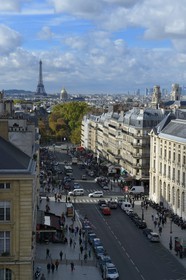 France, Paris (75), Quartier Latin, la rue Soufflot, l'église Saint-Sulpice, les Invalides et la Tour Eiffel en arrière plan