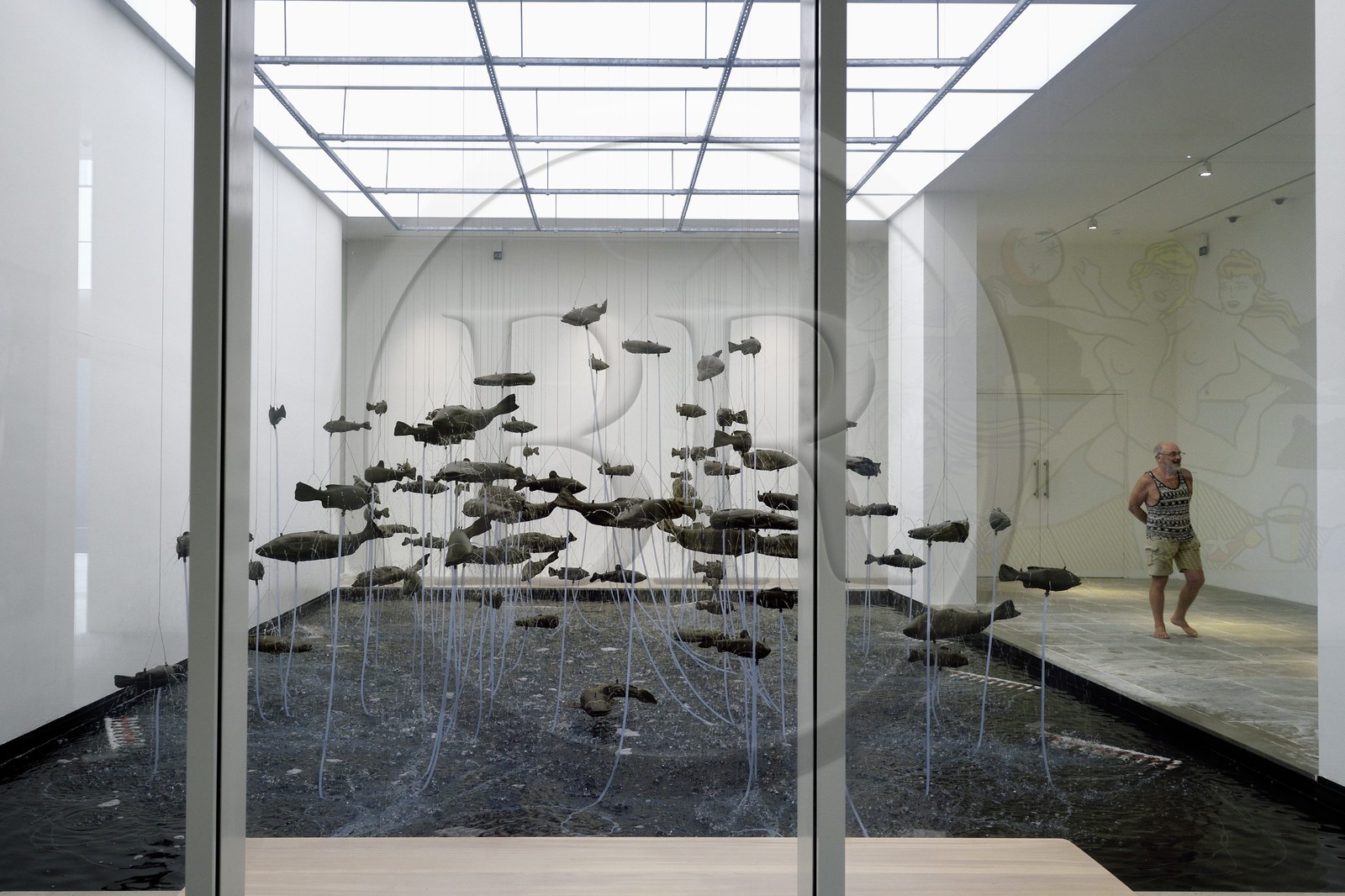 France, Var (83), Iles d'Hyères, parc national de Port Cros, Ile de Porquerolles, la Fondation Carmignac, One Hundred Fish Fountain (2005) de Bruce Nauman