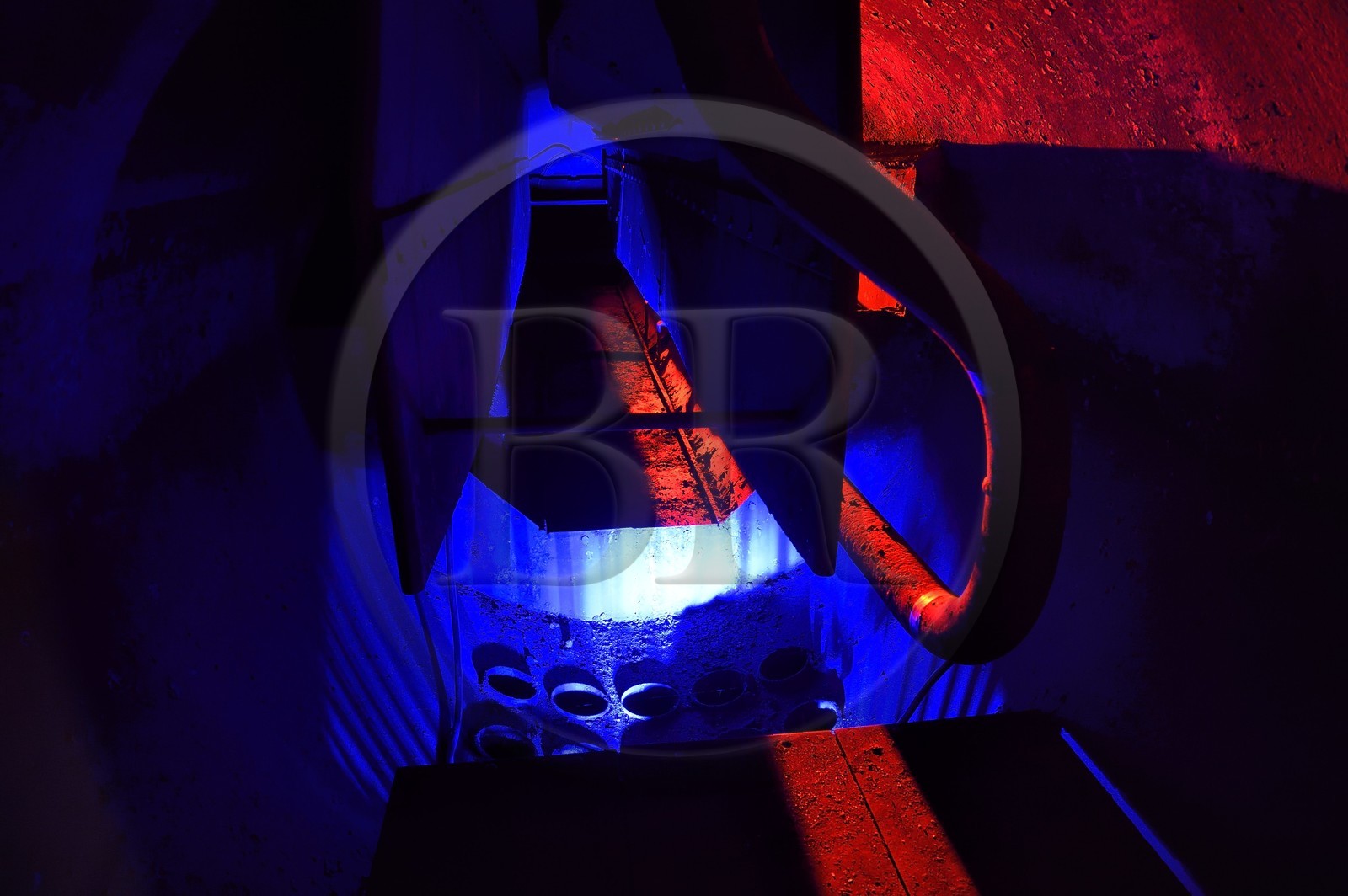 France, Haut Rhin, Husseren Wesserling, Wesserling Park, the Grande Chaufferie, former boiler factory of the textile factory, center of contemporary art, inside the upper boiler room balloon