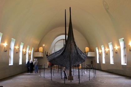 Norvège, Oslo, presqu'île de Bygdoy, musée des Bateaux vikings, le drakkar d'Oseberg (9ème siècle)