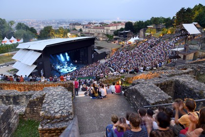 France, Rhone, Lyon, historical site listed as World Heritage by UNESCO, colline de Fourviere, Roman theatre, concert at the Nuits de Fourvieres
