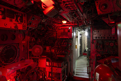 France, Loire-Atlantique (44), Saint-Nazaire, le sous-marin Espadon (S637), premier sous-marin de la Marine nationale française à plonger sous la banquise en 1964, abrité dans le bunker de l'Ecluse Fortifiée de l'ancienne base sous-marine allemande construite lors de la dernière guerre mondiale