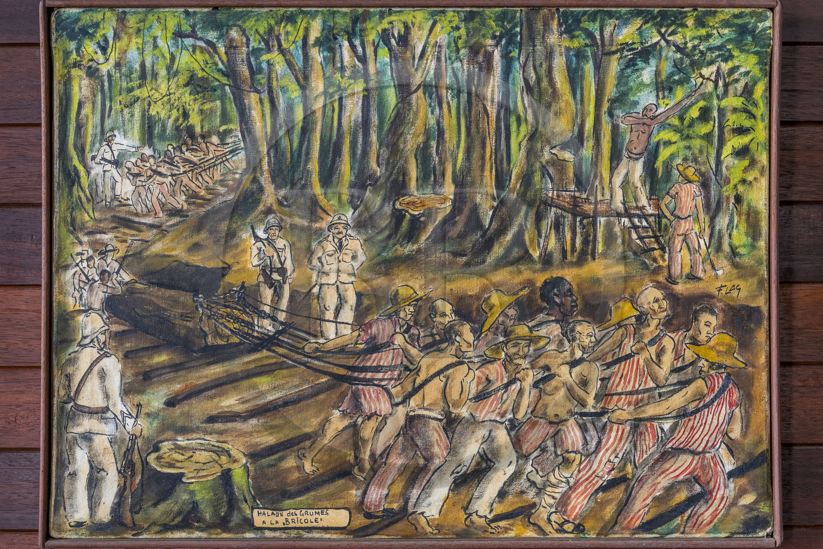 France, Guyane, Cayenne, musée départemental Alexandre-Franconie, peintures réalisées par un bagnard, Francis Lagrange dit Flag, condamné pour escroquerie et faux monnayage mais qui était aussi faussaire et artiste, elles retracent la vie (et le mort) au bagne