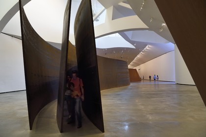 Spain, Basque Country, Biscay Province, Bilbao, the Guggenheim Museum designed by Frank Gehry, The Matter of Time, 1994-2005, eight steel sculptures patinable by Richard Serra
