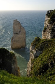 France, Seine-Maritime (76), Pays de Caux, Côte d'Albâtre, Etretat, l'Aiguille Creuse depuis la falaise d'Aval