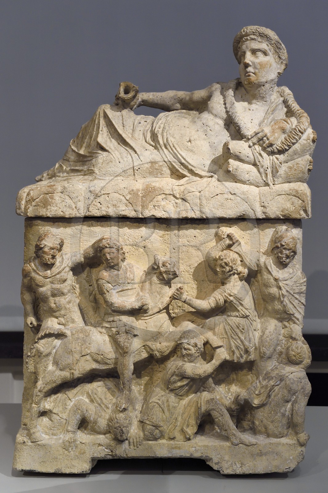 Germany, Berlin, Museum Island, listed as World Heritage by UNESCO, Altes Museum, home to a collection of ancient works, etruscan cinerary urn with lid (150-100 BC)