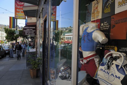 United States, California, San Francisco, show window of a Gay shop in Castro Street, main street of the Gay District