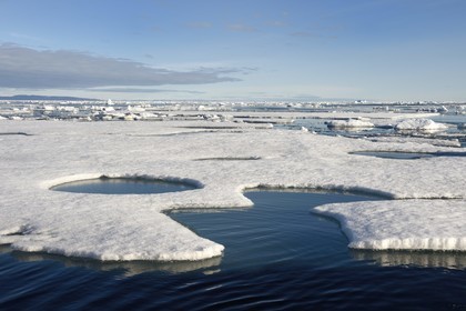 Groenland, cote Nord-Ouest, Smith sound au nord de la baie de Baffin, morceaux de glace de la banquise arctique en train de fondre