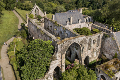France, Cotes d'Armor, Paimpol, the 13th century Beauport Abbey  (aerial view)