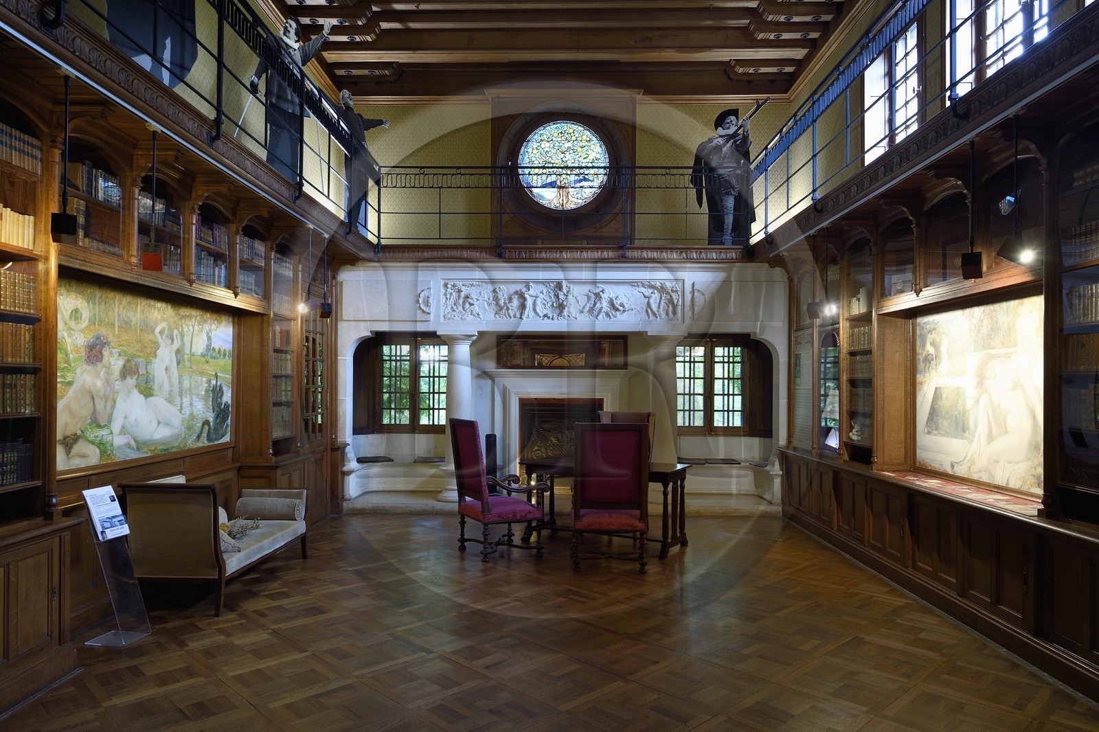 France, Pyrenees Atlantiques, Basque Country, Cambo les Bains, Villa Arnaga, the French author Edmond Rostand's house and museum, the library