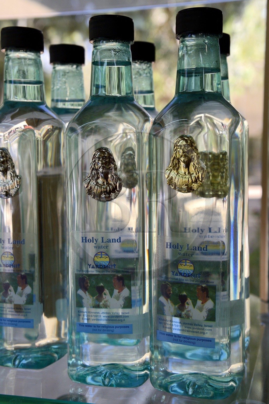 Israel, Northern District, Galilee, Yardenit baptismal site on the Jordan River and supermarket of religious products, sale of water from the Jordan