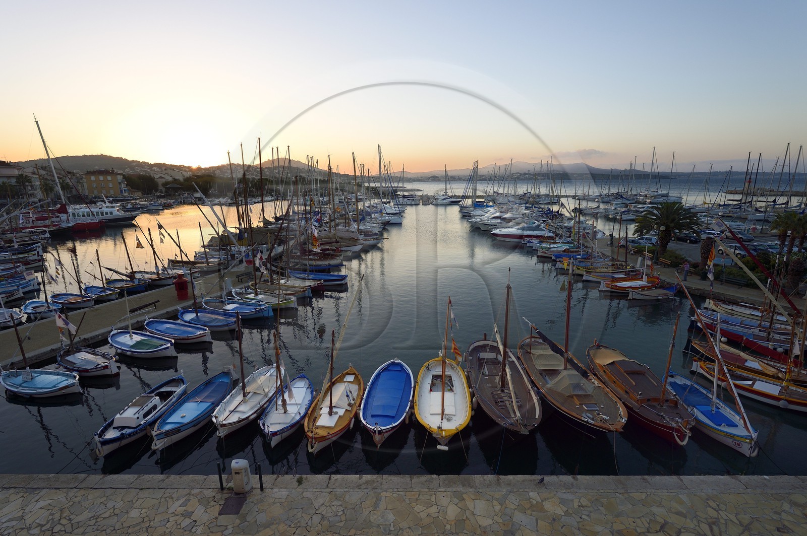 France, Var (83), Sanary-sur-Mer, barques traditionnelles de peche appelées pointus sur le port