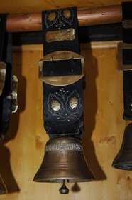 France, Haut Rhin, scenic road of la route des Cretes near Metzeral, marcaire de Steinwasen farm, cow bell