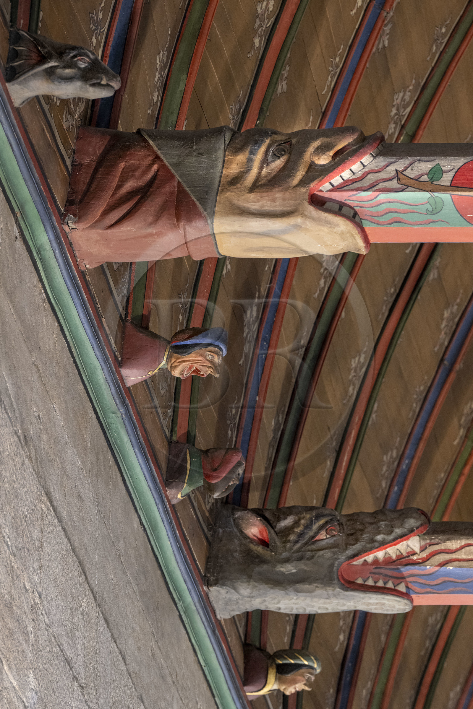 France, Cote d'Or, Beaune, area listed as World Heritage by UNESCO, Hospices de Beaune, Hotel Dieu, the Great Hall of the Poor, frame in oak paneling and engouled beams