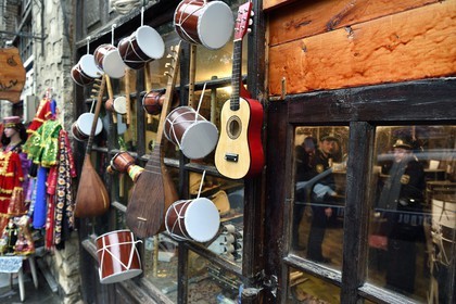 Azerbaijan, Shaki, musical instrument store