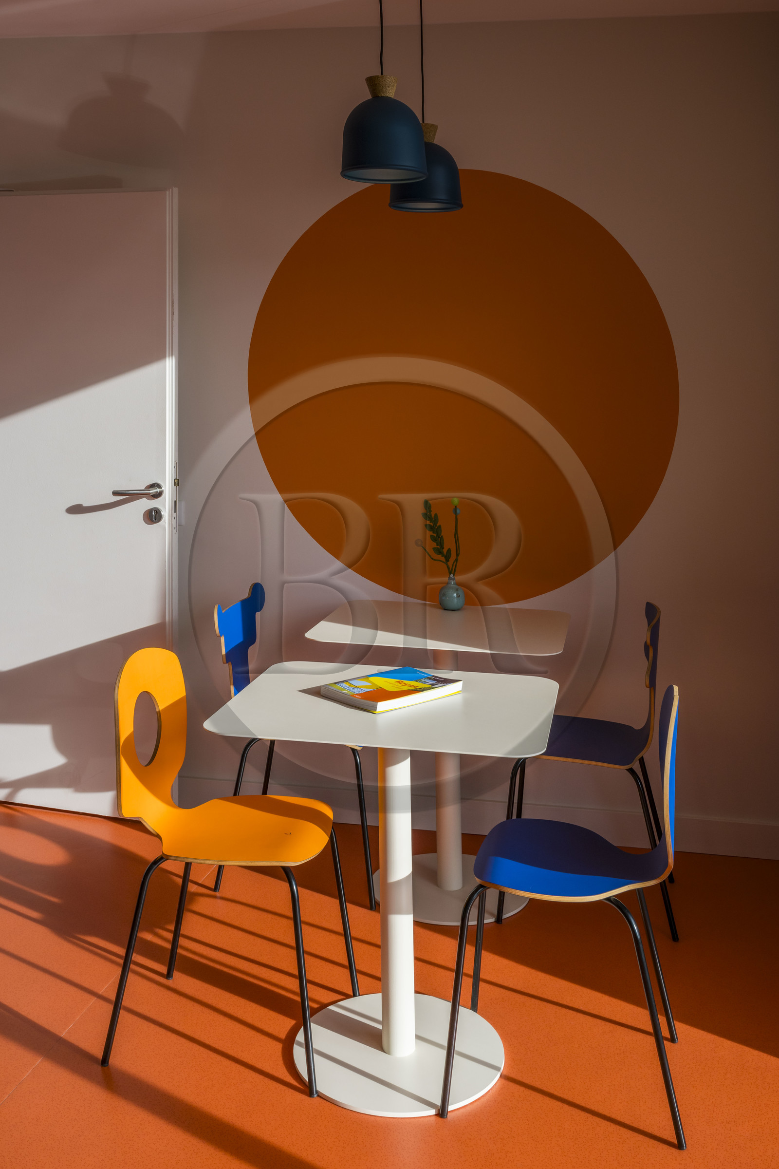 France, Charente-Maritime, Royan, the colorful Hotel Seakub with 1950s architecture