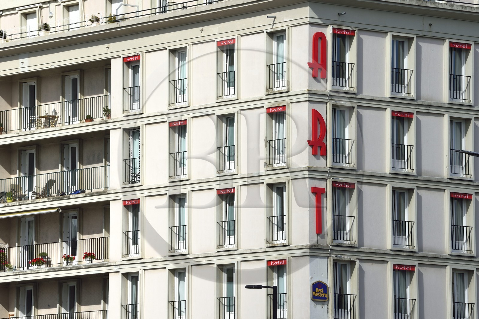 France, Seine Maritime, Le Havre, Downtown rebuilt by Auguste Perret listed as World Heritage by UNESCO, Best Western ARThotel in a Perret building in the rue Louis Brindeau