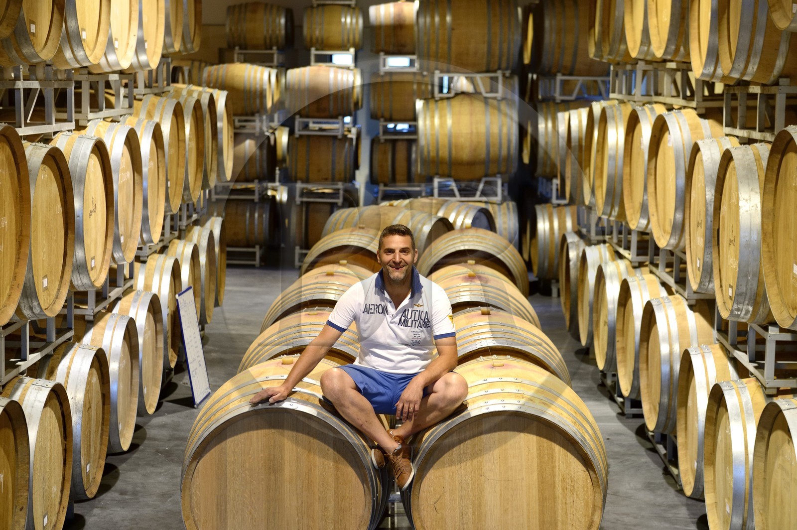 France, Loire (42), Parc Naturel Régional du Pilat, le domaine du Monteillet Stéphane Montez, Stéphane Montez dans sa cave