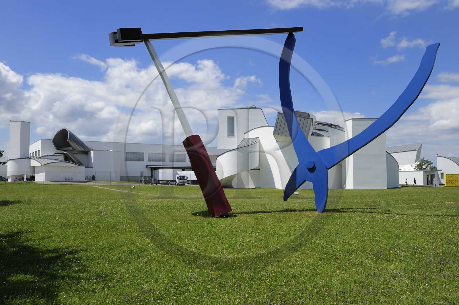 Germany, South Baden, Weil am Rhein near Basel, Vitra Design Museum by architect Frank O. Gehry, work Balancing Tools Claes Oldenburg and Coosje van Bruggen