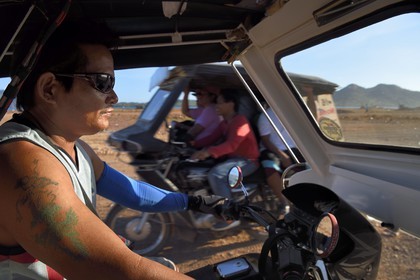 Philippines, Calamian Islands dans le nord de Palawan, Busuanga Island, ville de Coron, tricycle moto-taxi