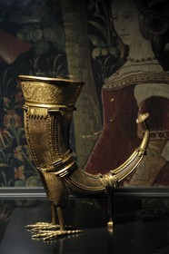 France, Paris, Musee du Moyen-Age (Middle Ages Museum), the former Hotel de Cluny, Horn to drink in the shape of griffin, of the beginning of 16th century