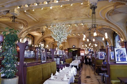 France, Meurthe-et-Moselle, Nancy, brasserie Excelsior (Brasserie Flo) built in 1910, Art Nouveau Ecole de Nancy style, the lights are from Louis Majorelle