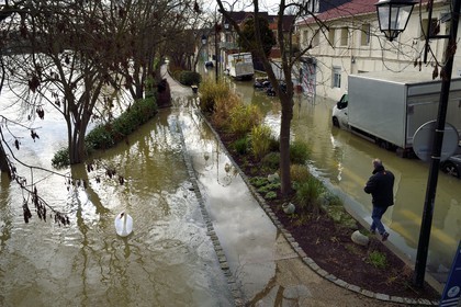 France, Val-de-Marne (94), Le Perreux-sur-Marne, les bords de Marne inondés